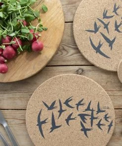 LIGA Cork Placemat Swallows Grey