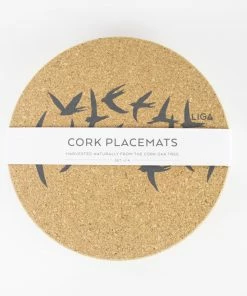 LIGA Cork Placemats Swallows Grey Set