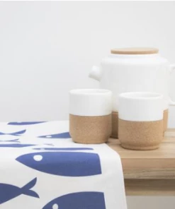 LIGA Navy Organic Cotton Sardines Tea Towel