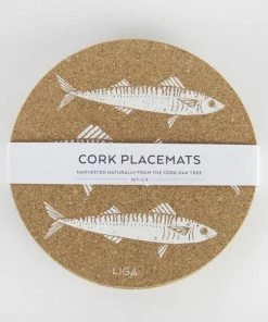 LIGA Set Of Four Mackerel Cork Placemats