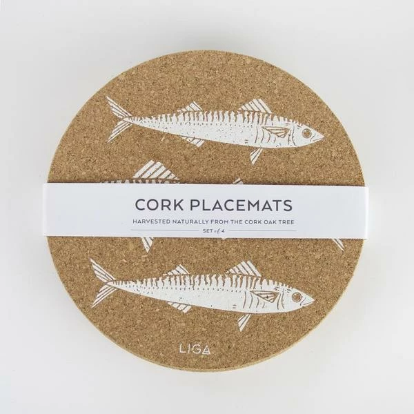 LIGA Set Of Four Mackerel Cork Placemats 3 LIGA Set Of Four Mackerel Cork Placemats