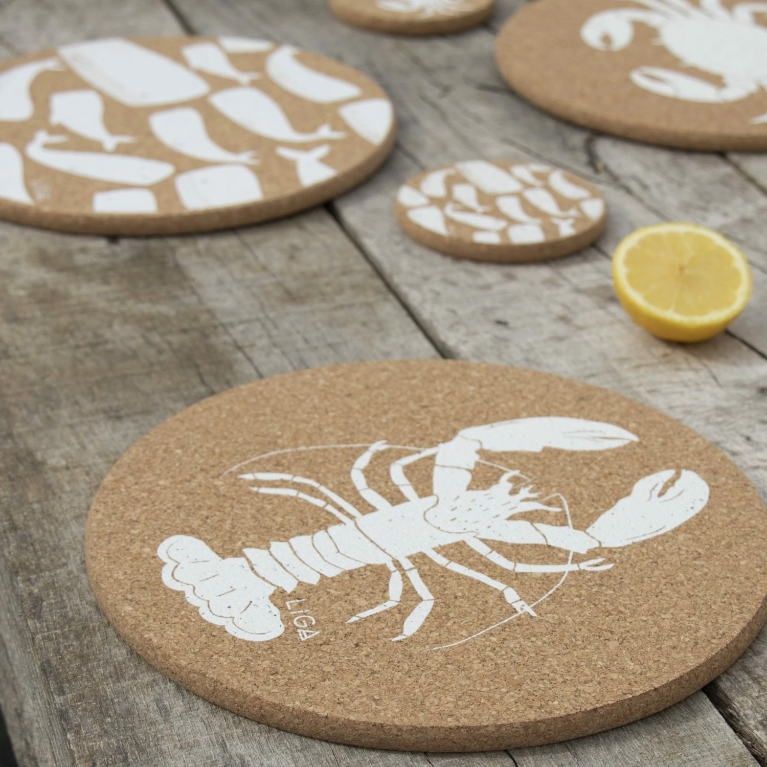 LIGA Cork Placemats Lobster Set 4 LIGA Cork Placemats Lobster Set