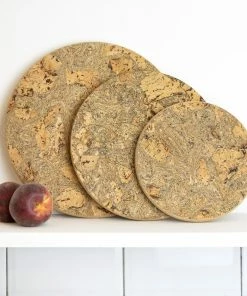 LIGA Ice Grey Round Cork Trivet Set of 3