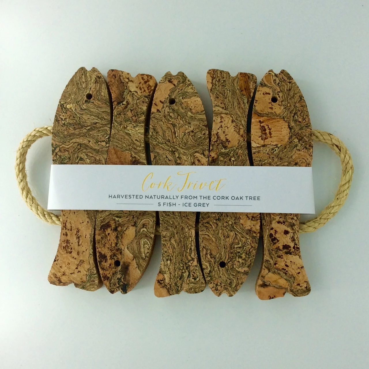 LIGA Ice Grey Marbled Cork Five Fish Trivet 3 LIGA Ice Grey Marbled Cork Five Fish Trivet