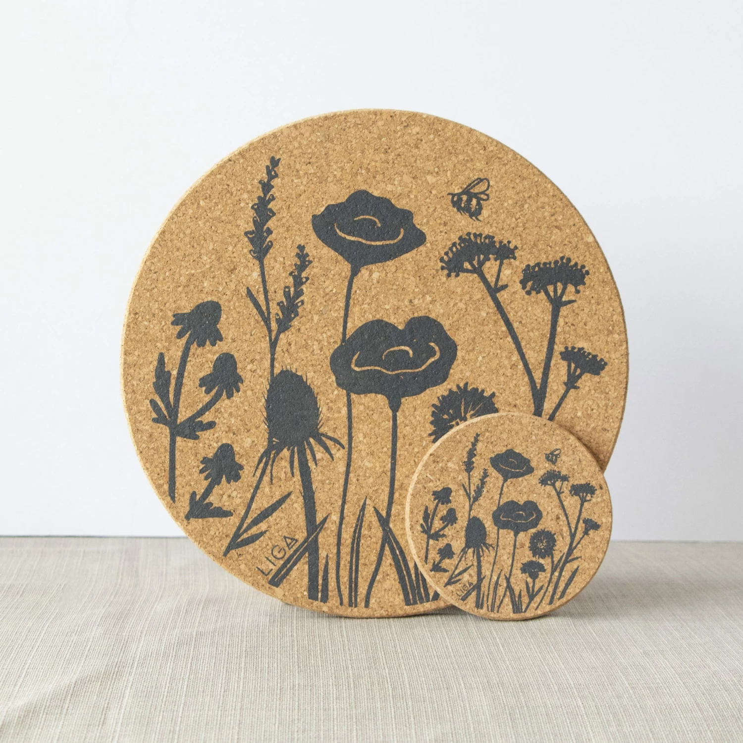 LIGA Cork Coaster Wildflowers Set 4 LIGA Cork Coaster Wildflowers Set