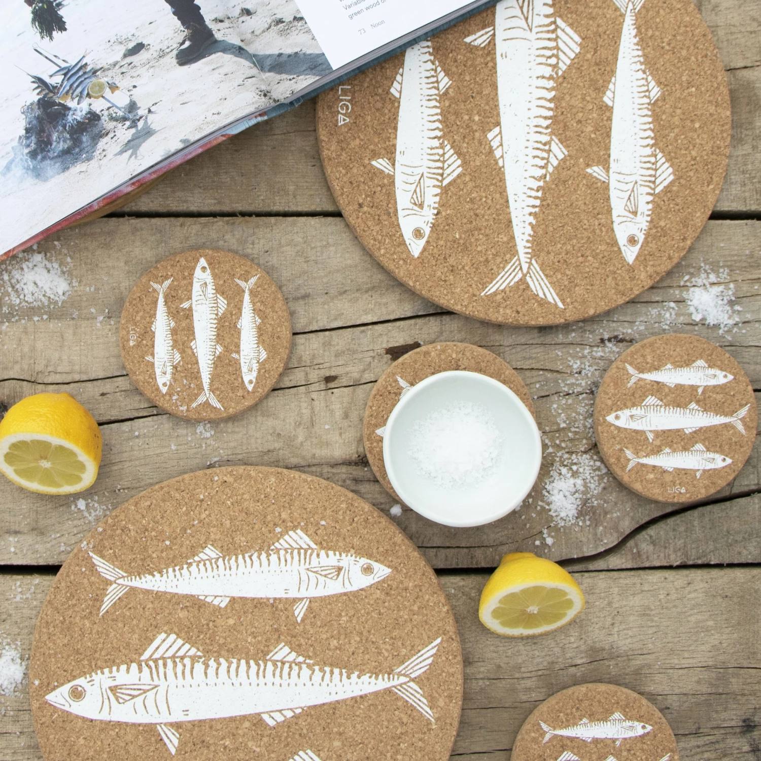 LIGA Cork Placemats Mackerel Set 7 LIGA Cork Placemats Mackerel Set