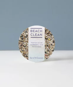 LIGA Cork and Recycled Plastic Beach Clean Round Coaster Set of 4