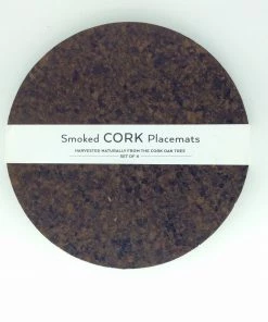 LIGA Smoked Cork Set of 4 Round Placemats