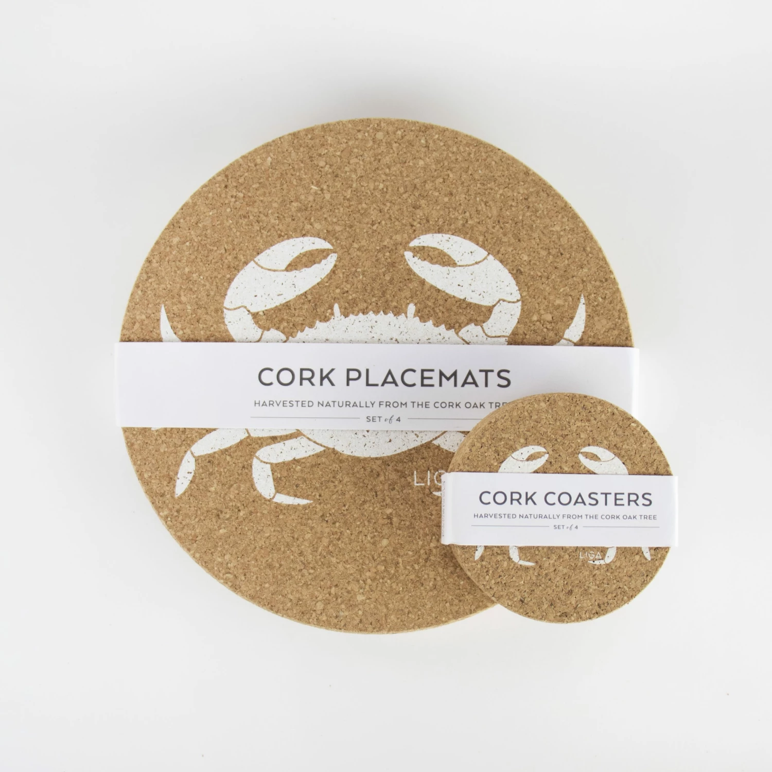 LIGA Cork Placemats Crab Set 8 LIGA Cork Placemats Crab Set