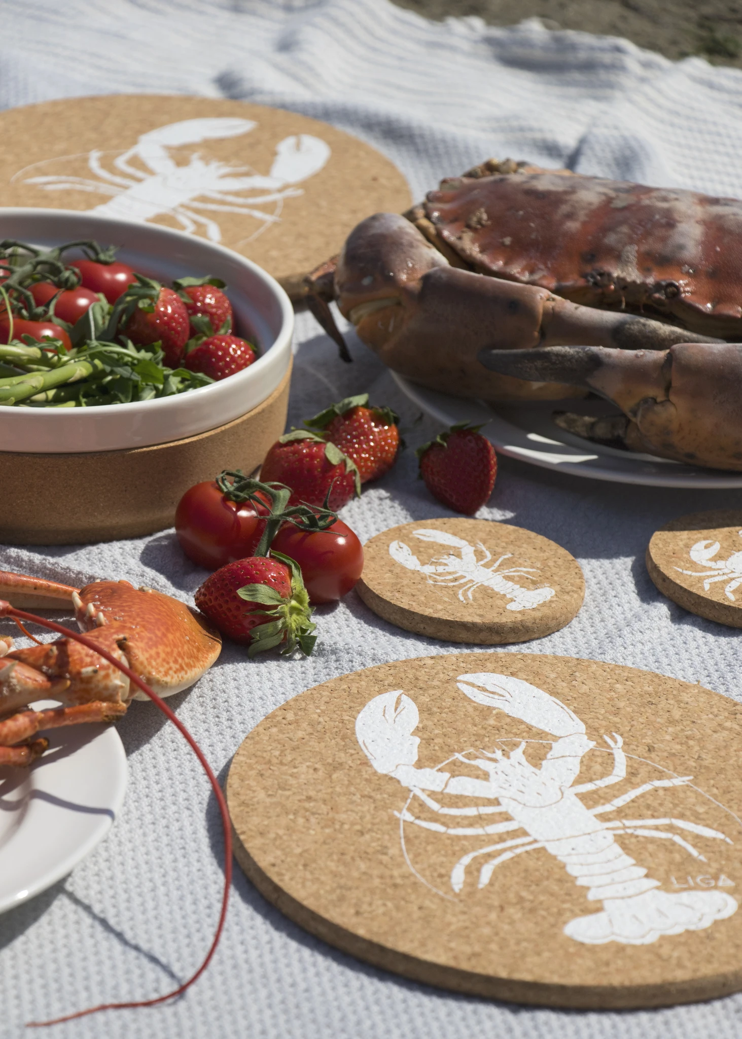 LIGA Cork Placemat White Lobster 5 LIGA Cork Placemat White Lobster