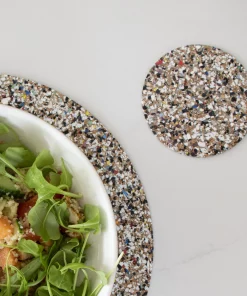 LIGA Cork and Recycled Plastic Beach Clean Round Coaster Set of 4