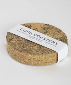 LIGA Ice Grey Round Cork Coasters - Set of 4