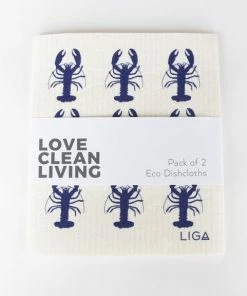 LIGA Seaweed and Blue Lobster Dishcloths Pack of 2