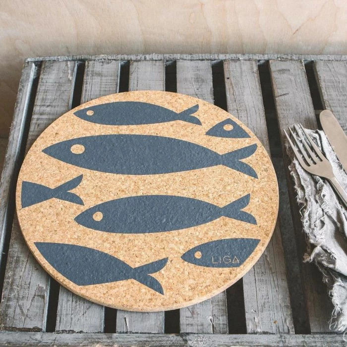 LIGA Liga Cork Fish Placemat Grey Set of 4 4 LIGA Liga Cork Fish Placemat Grey Set of 4
