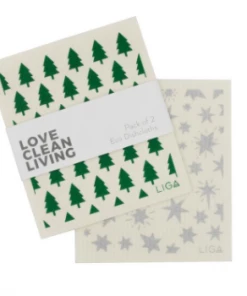 LIGA Pack of 2 Tree and Star Eco Dishcloths