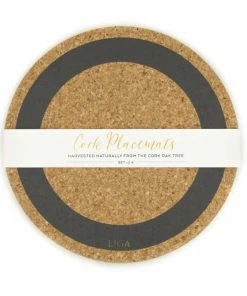 LIGA Set Of 4 Earth Grey Print Cork Placemats