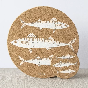 LIGA Cork Coaster Mackerel Set 5 LIGA Cork Coaster Mackerel Set