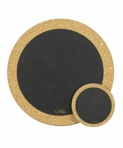 LIGA Set of 4 Cork Placemats with Black Hole Print
