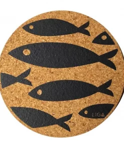 LIGA Cork Placemat Grey Fish