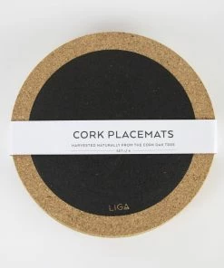 LIGA Set of 4 Cork Placemats with Black Hole Print