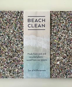 LIGA Cork and Reycled Plastic Beach Clean Rectangular Placemats Set of 4