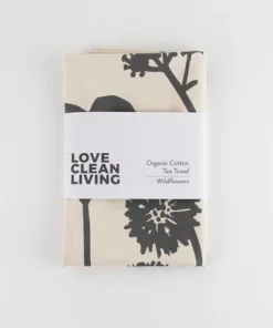 LIGA Wildflowers Charcoal Organic Tea Towel