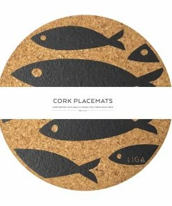 LIGA Cork Placemats Fish Grey Set