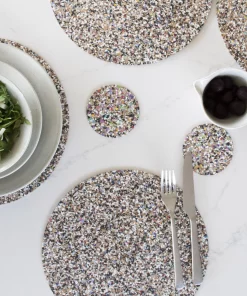 LIGA Cork and Recycled Plastic Beach Clean Round Coaster Set of 4