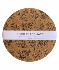 LIGA Cork Placemats Pinecones Grey Set