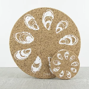 LIGA Cork Coaster Oysters Set 4 LIGA Cork Coaster Oysters Set