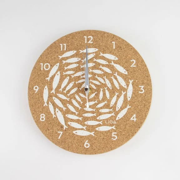 LIGA Fish Round Cork Clock 3 LIGA Fish Round Cork Clock