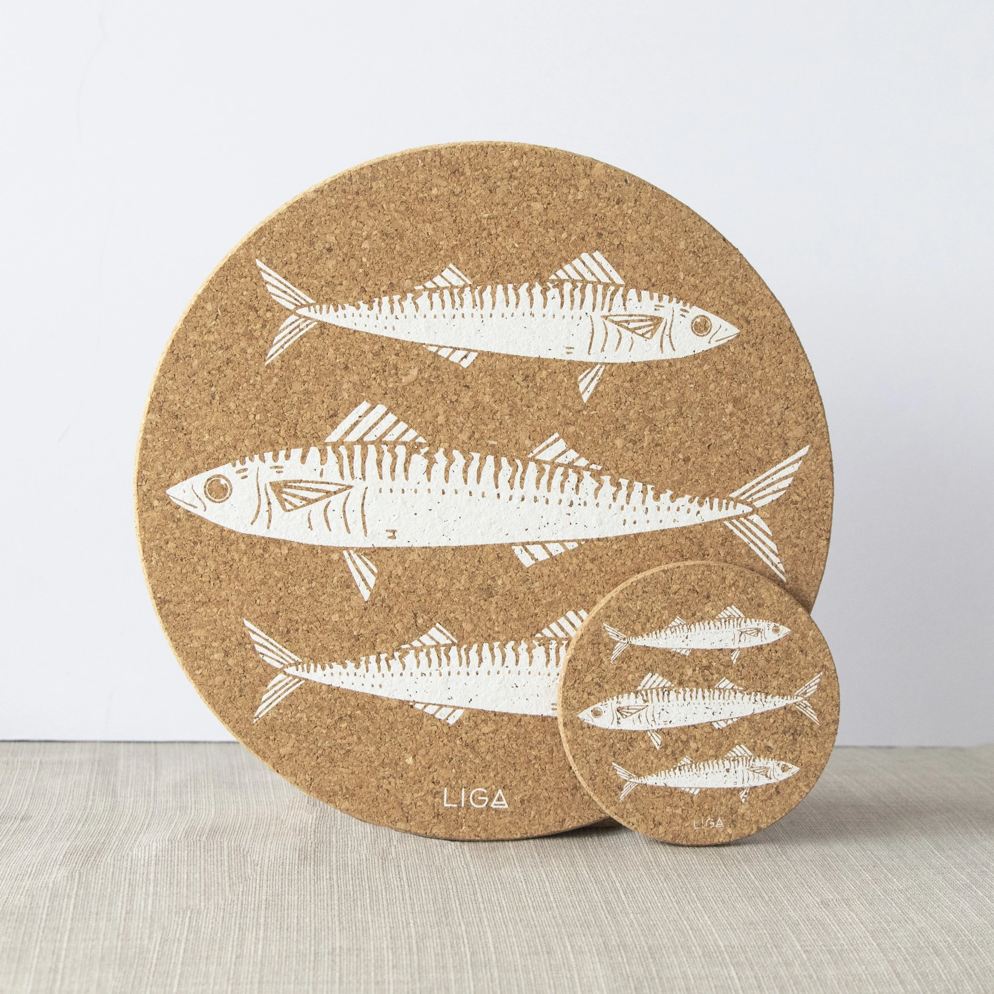 LIGA Cork Placemat White Mackerel 4 LIGA Cork Placemat White Mackerel