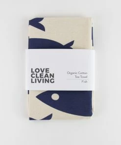 LIGA Organic Tea Towel Fish Navy