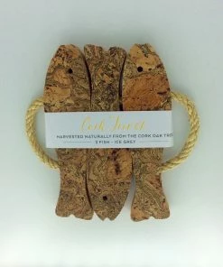 LIGA Ice Grey Marbled Cork Three Fish Trivet