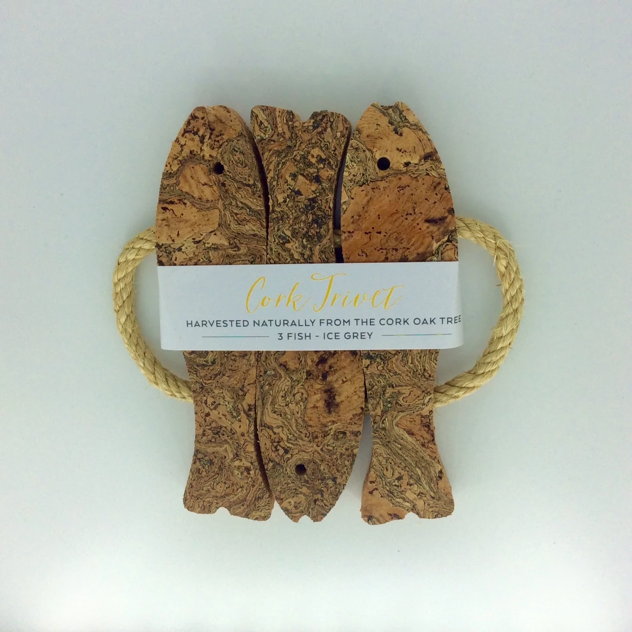 LIGA Ice Grey Marbled Cork Three Fish Trivet 3 LIGA Ice Grey Marbled Cork Three Fish Trivet