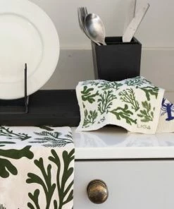 LIGA Seaweed and Blue Lobster Dishcloths Pack of 2