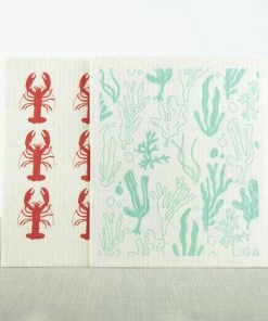 LIGA Seaweed and Lobster Eco Dishcloths Pack of 2