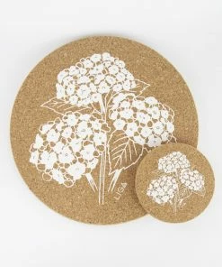 LIGA Cork Coasters Hydrangea Set