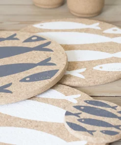 LIGA Cork Placemat Grey Fish
